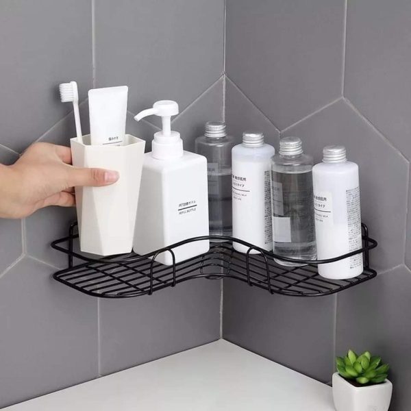 Kitch King Multipurpose Self-adhesive Kitchen Sink Organizer Metal Bathroom Accessories Corner Shelf Wall Mount Storage Rack